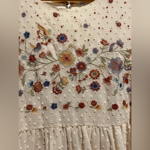 SKYLAR + JADE Swiss Dot Peplum Floral Embroidered Blouse size XL - Picture 2 of 5